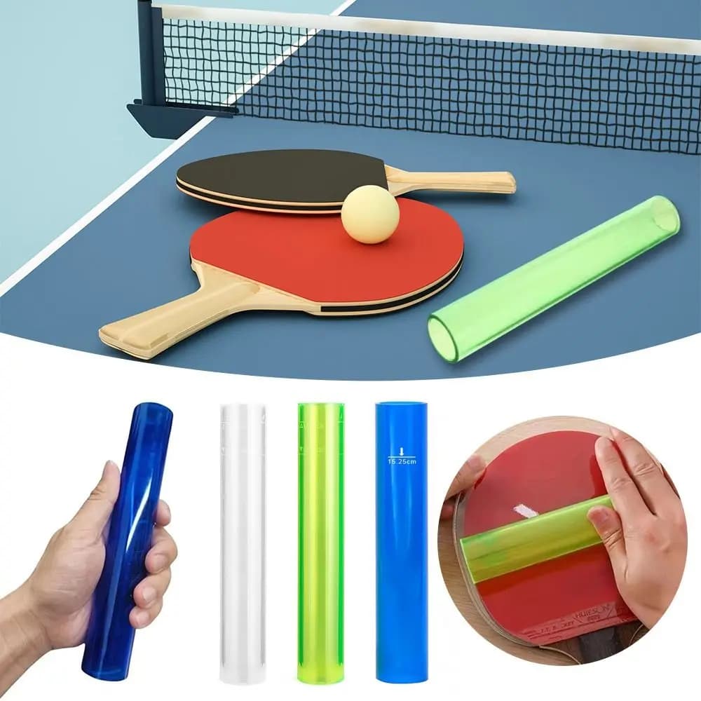 Strumento da ping pong Racchetta da ping pong Perni a rulli in gomma Accessori da ping pong Strumento per mazza da ping pong in PVC trasparente