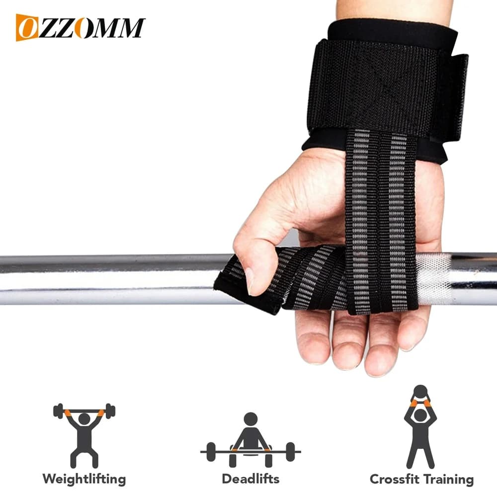 1 pair of gym wrist straps for weight lifting with support for premium padded wrist bands, perfect for weight lifting, Pull Up, Bar workout