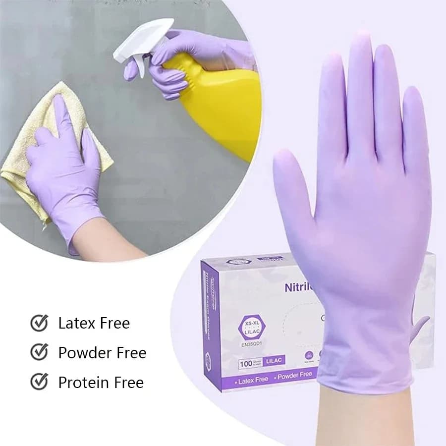 Guanti monouso in nitrile viola da 10-100 pezzi, senza lattice, impermeabili, adatti per la cucina, la lavorazione degli alimenti, la bellezza, il salone di bellezza, guanti da lavoro