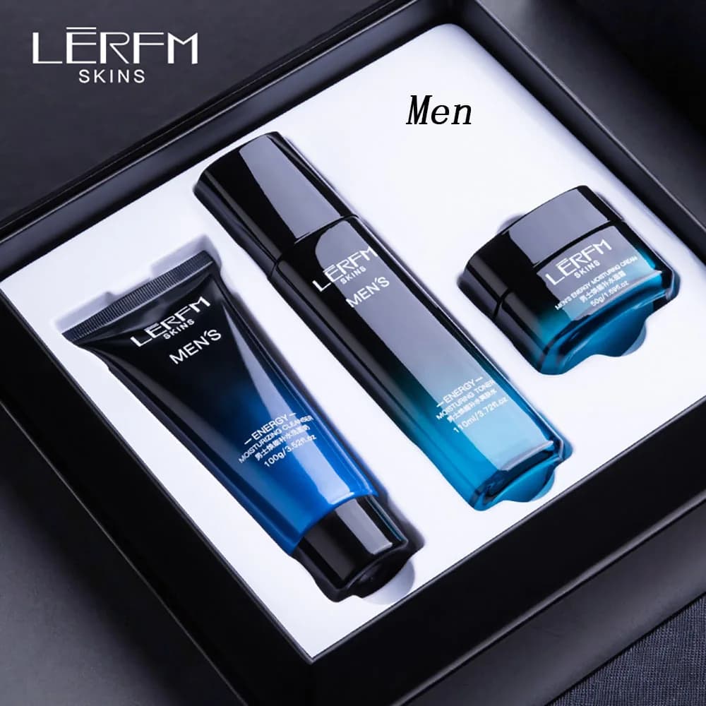 LERFM Man skin care set 3Pcs Moisturizing oil control face cream deep cleaning pores face wash Soothing Sensitive Dry Skin Tonic