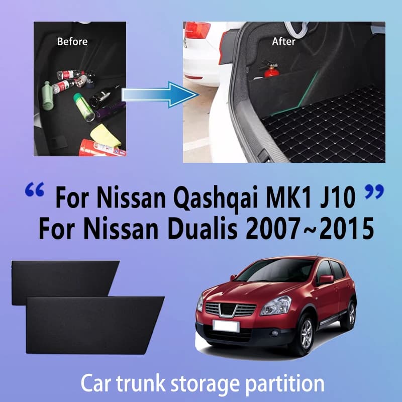 Accessori auto per Nissan Qashqai J10 2007 ~ 2015 MK1 Tronco Partizione di Stoccaggio Multifunzione di Stoccaggio Auto Parti Interni Organizzatore