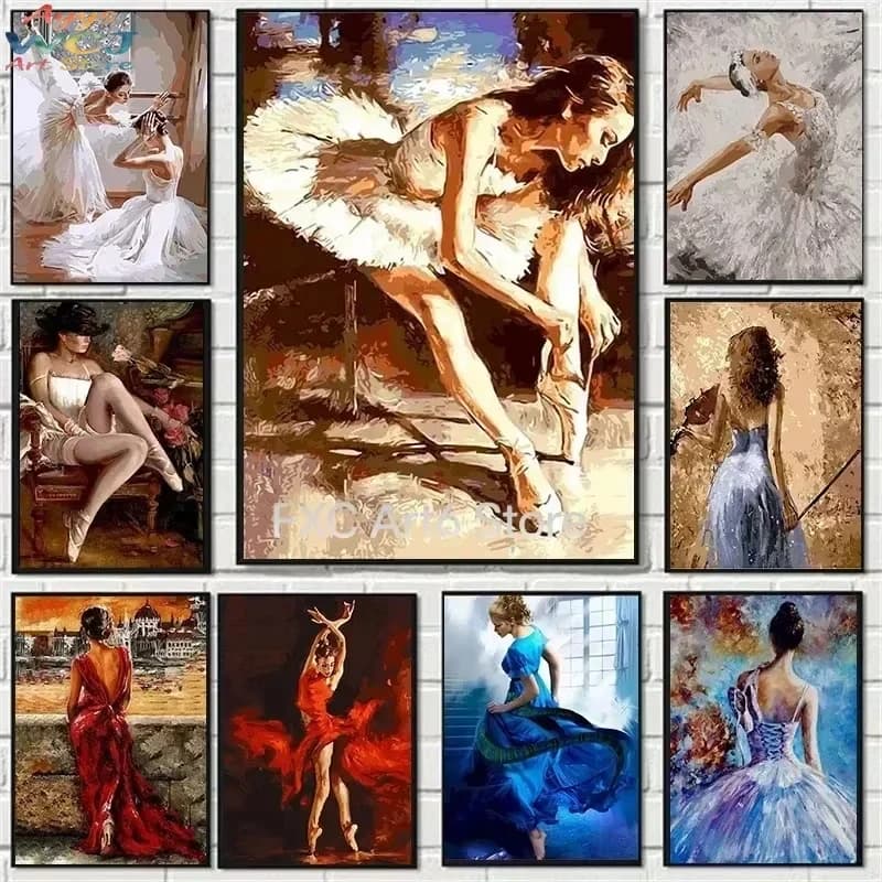 Ballet Girl Oil Painting by Number Paint by Numbers for Adults Beginner Canvas Dance Wall Art Home Decor Gift