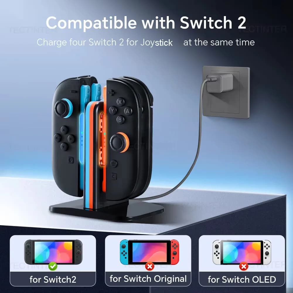 Stazione dock di ricarica 4 in 1 per Nintendo Switch 2 Controller Joy-con Gamepad Supporto per caricabatterie rapido per accessori NS Switch 2