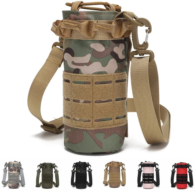 Tactical Case for Water Bottle Molle Outdoor Sports Moisturizing Bag Nylon Travel Bag with Shoulder Strap