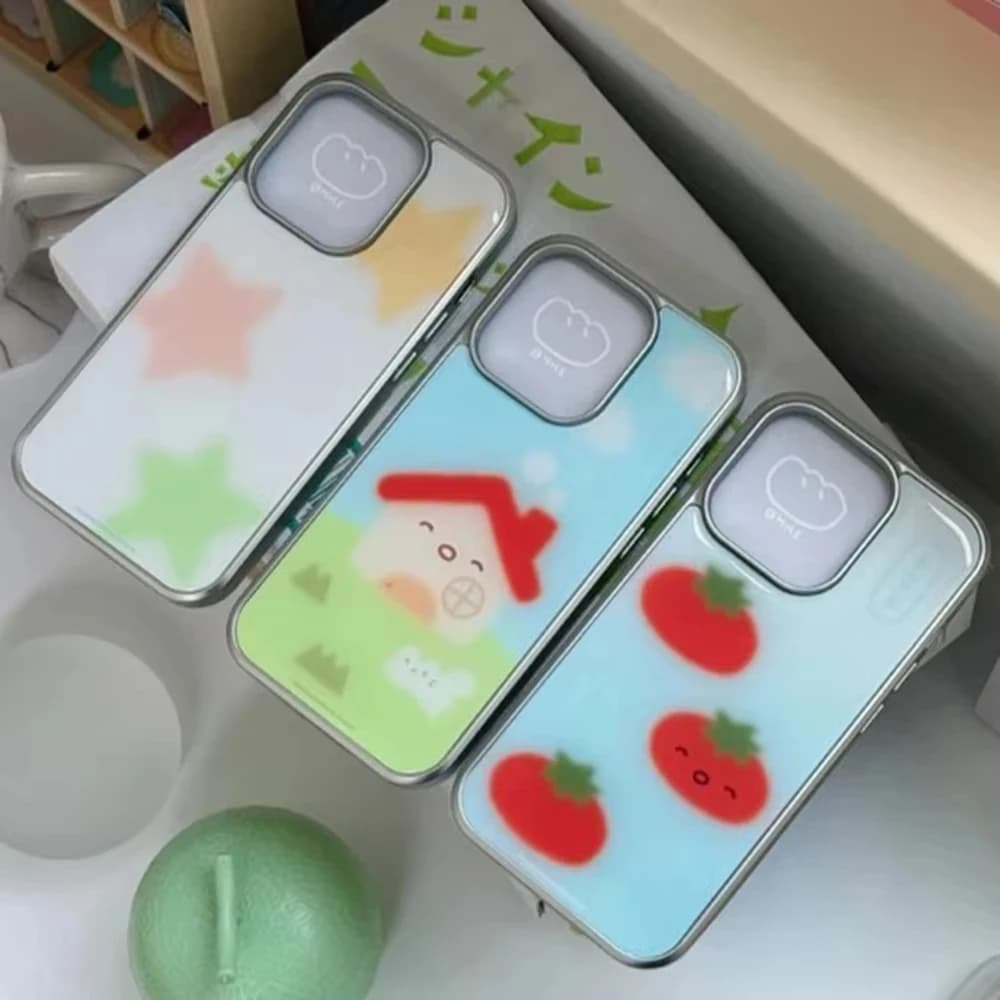 Cover for iPhone 17 Air 16 Pro Max 15 14 Plus 13 12 Pro 11 with electrolytic tomato-shaped drip design, Korean star style