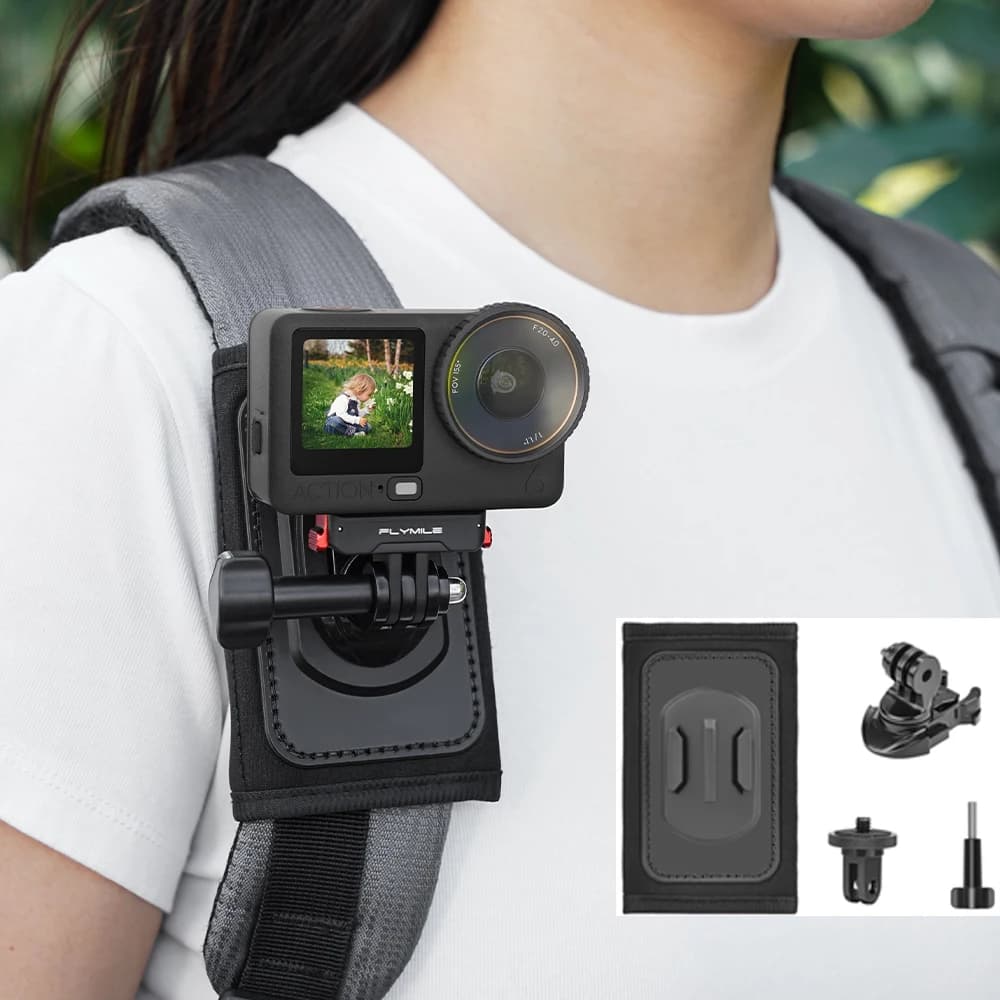 Clip per Tracolla Zaino Flymile per DJI Action 6/Pocket 3/OSMO 360 Nano/Insta360 X5/Accessori per Fotocamera GoPro