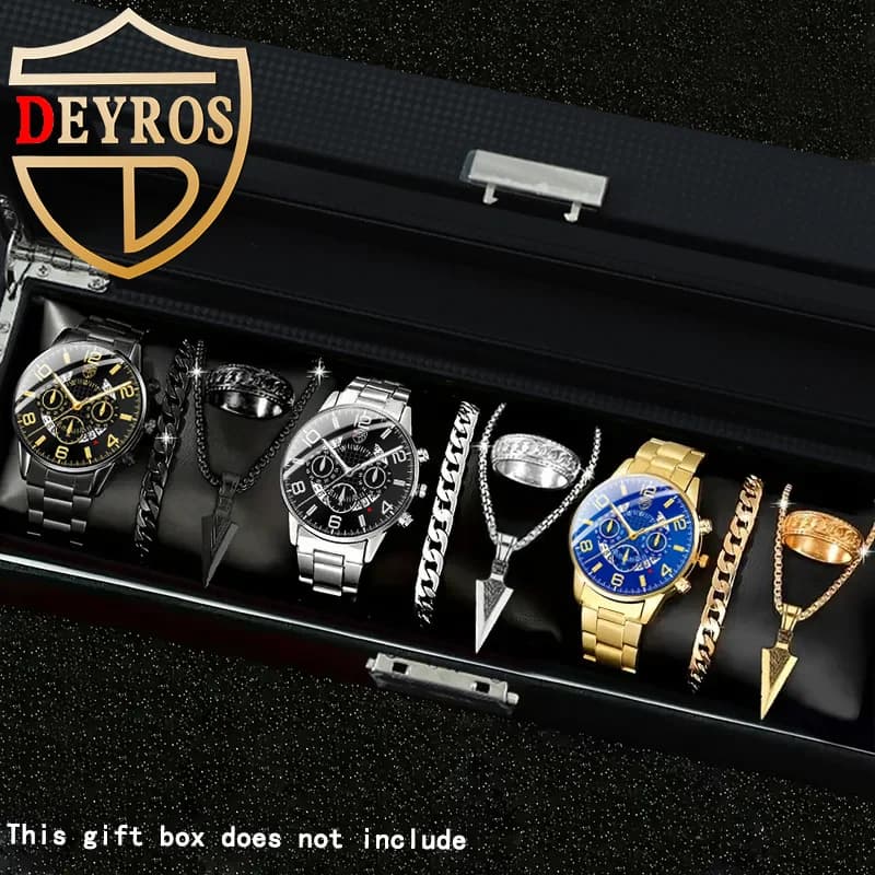 12 Pcs/Set, Men's Watch, Casual Fashion Men's Watch Set, Quartz Watch, Date and Time, Perfect for Daily Wear, Best Gift for Men