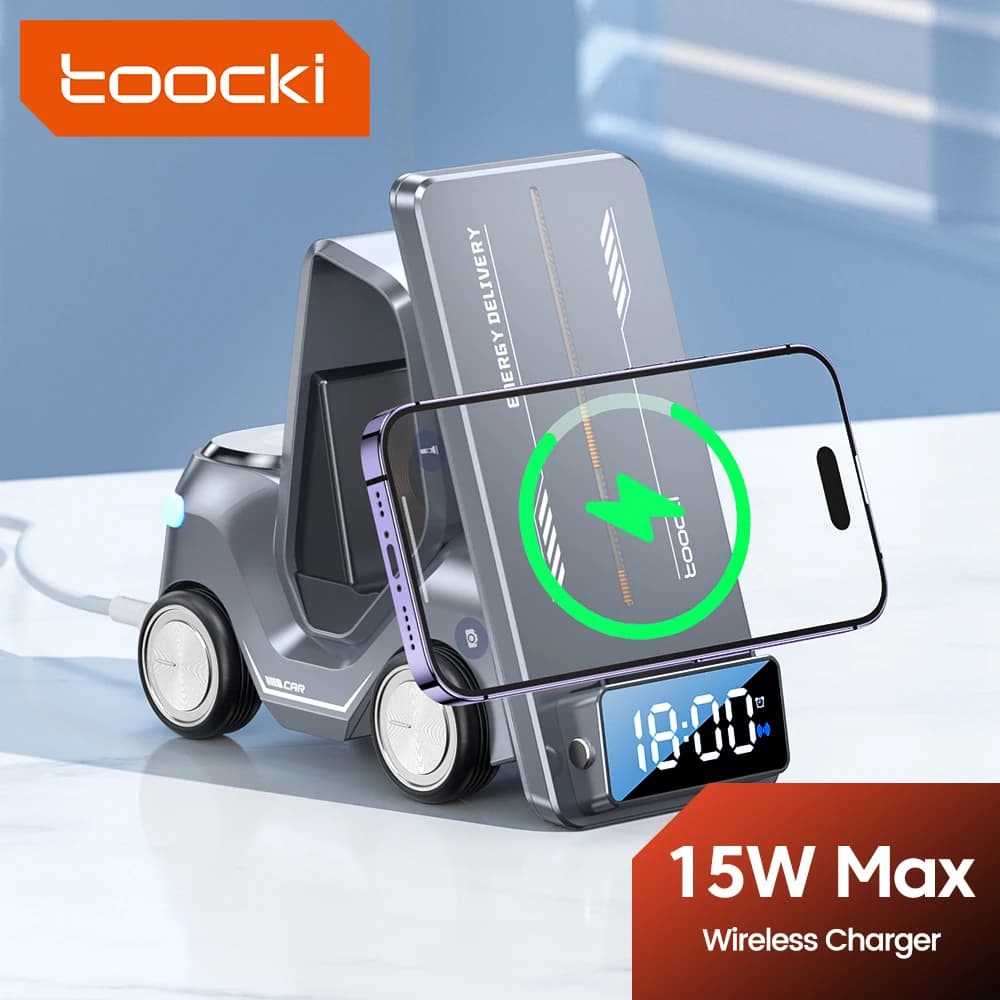 Toocki Caricatore Wireless 5 in 1, Stazione di Ricarica Rapida 15W per iPhone 15 14 13, Airpod, Applewatch, Samsung S23 S22 S21 Watch