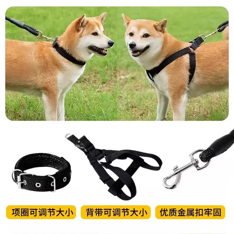 2M Reflective Long Dog Collar Leash Wear Resistant Walking Rope Small Medium Large Dogs