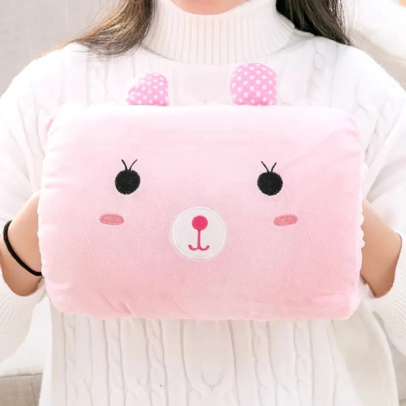 Cuscino scaldamani rosa simpatico cartone animato Cuscino da viaggio e cuscino da viaggio per aereo Decorazione e morbido supporto cervicale
