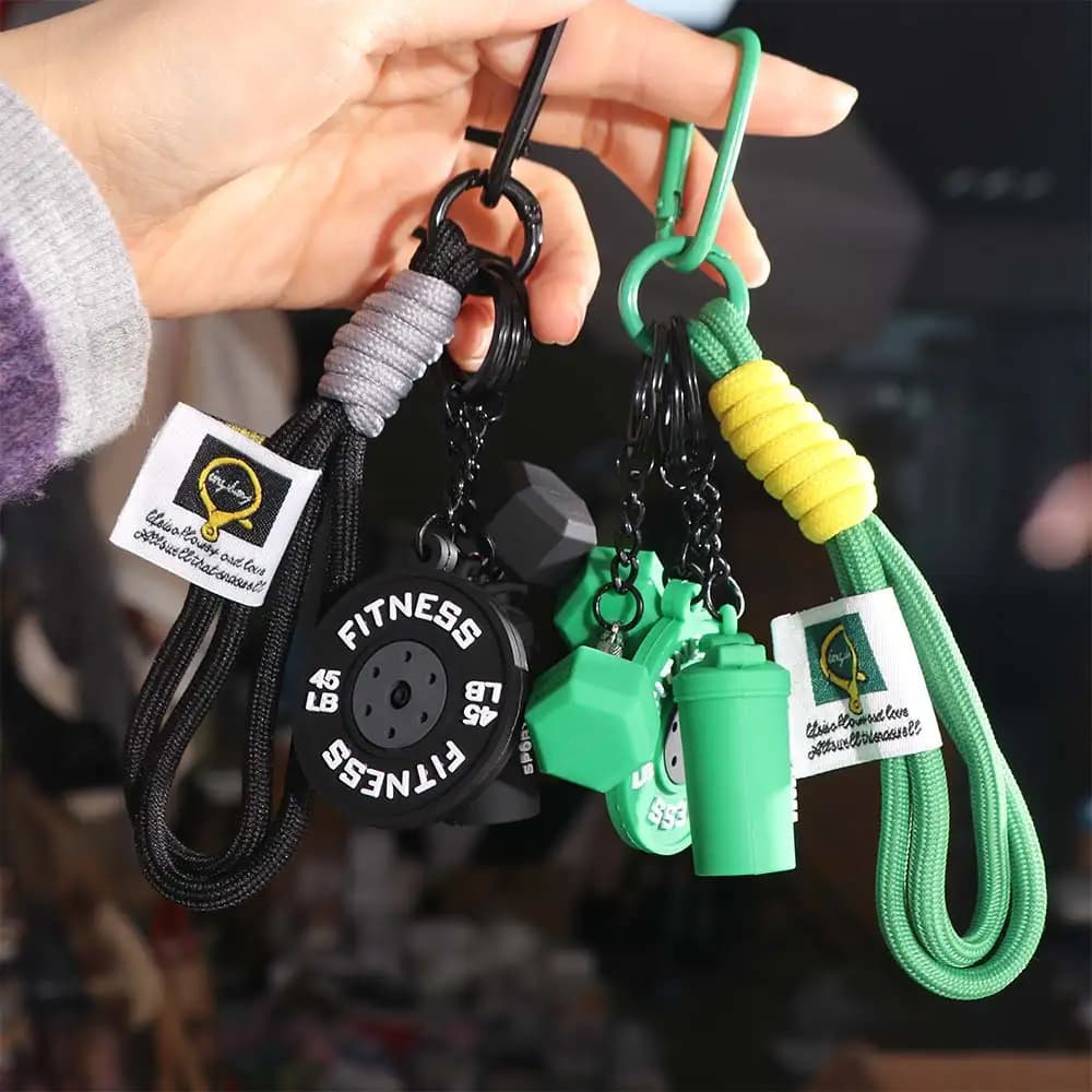 Dopamine Barbell Plates Keychain Kettlebell INS Simulation Dumbbells Keyring Bag Charm Creative Fitness Series Pendant Friends