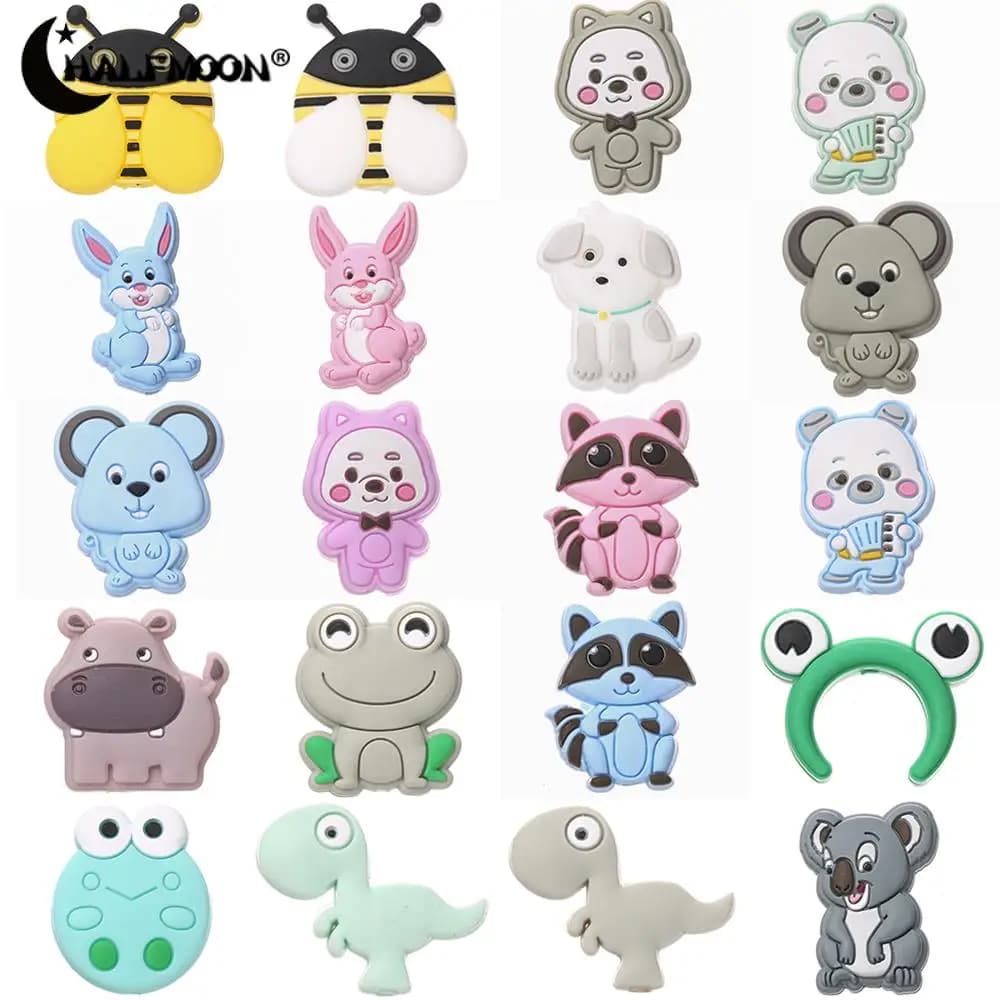 10 pz nuove perline focali in Silicone cartone animato animale perline allentate fai da te penna fatta a mano portachiavi collana accessori per la creazione di gioielli