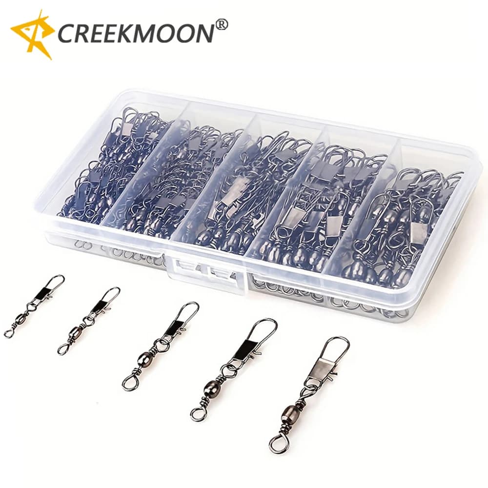 100 pieces/lot 4 # 6 # 8 # 10 # 12 # Girelle Mix Snap Pin Rolling Lure Swivel Hook Mosque Connectors Equipment Accessories