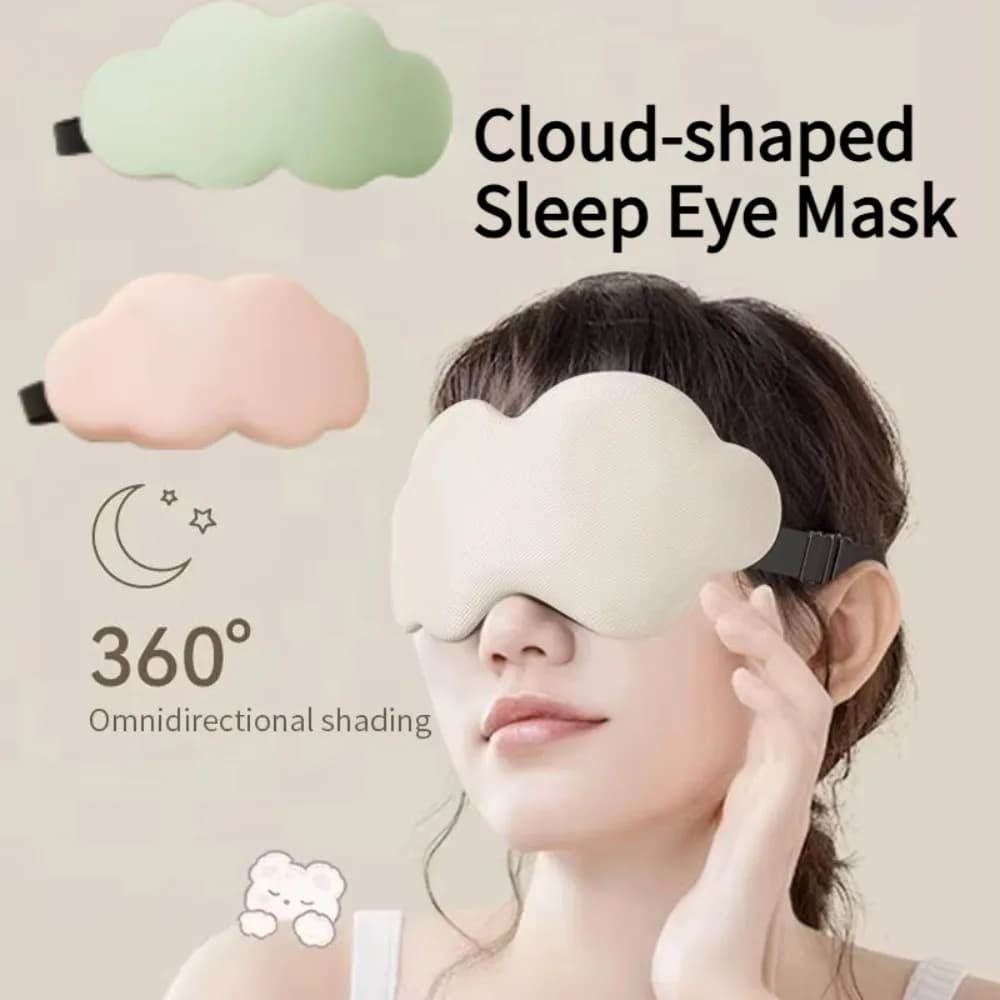 Cloud Shape Sleep Mask 100% Light Blocking Eye Mask Ultra-Soft Skin-Friendly Material Breathable Eye Cover for Rest Travel Yoga