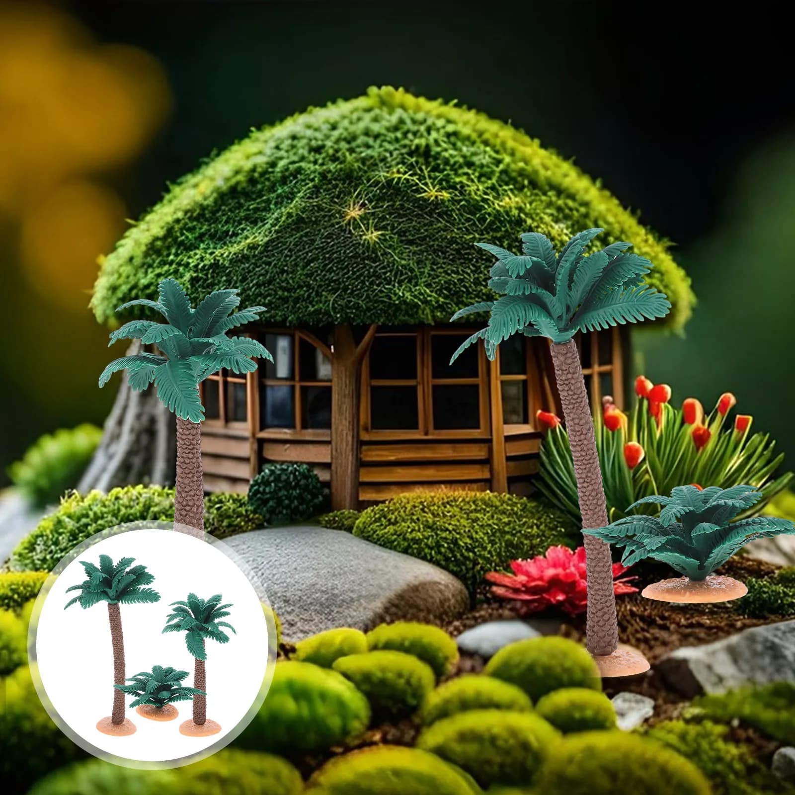 3Pcs Realistic Simulation Tree Models Compact Artificial Plants for Office Home Decor Scenery Arrangement Natural Look Indoor