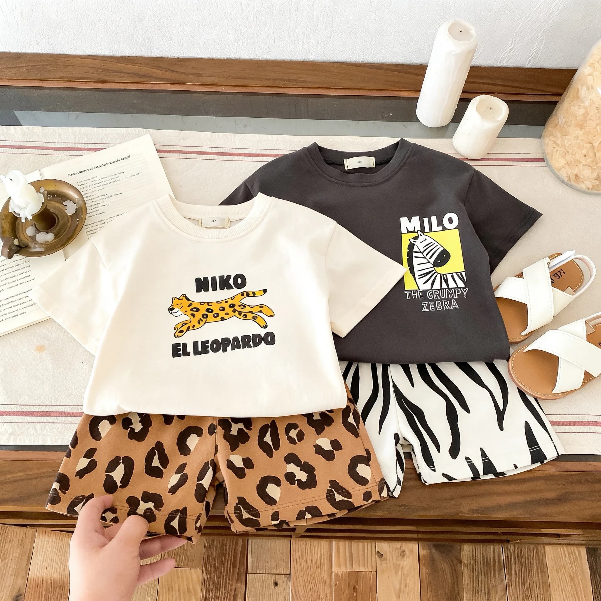 Set 2 Pezzi Abbigliamento Estivo per Bambini, Completo a Maniche Corte, T-shirt + Pantaloncini, Outfit Casual alla Moda per Ragazzi