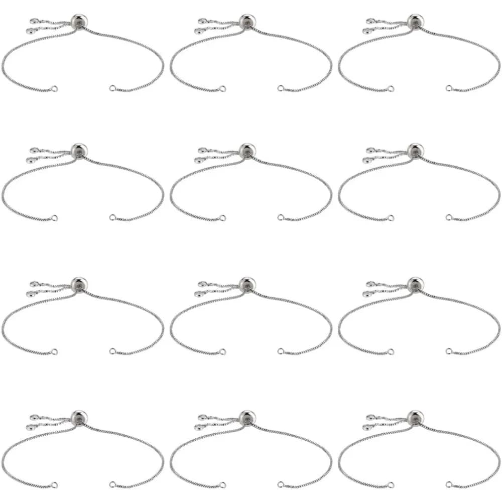1 scatola 12 pezzi 9,84 pollici cursore regolabile braccialetto catena cursore braccialetti a catena catene di estensione con strass