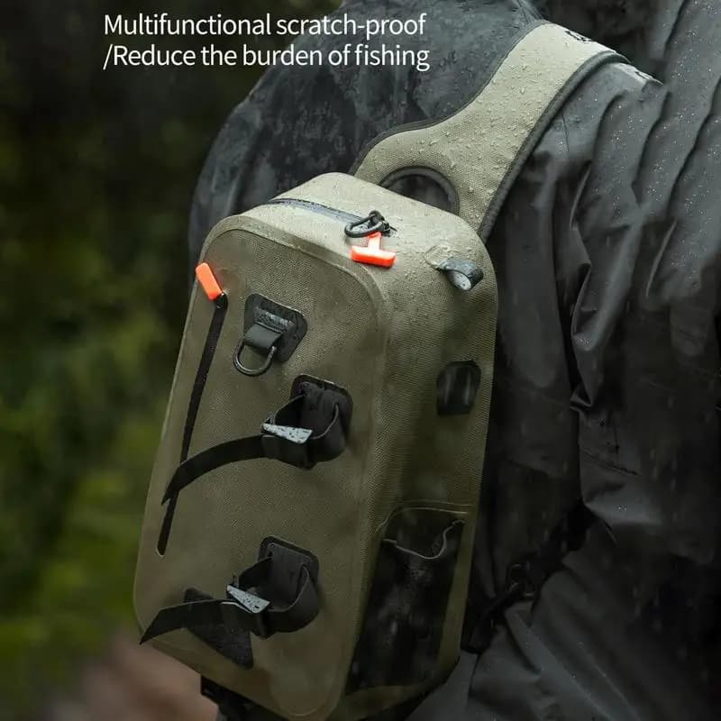 9.5L Fishing Sling Bag Fishing Shoulder Bag Waterproof Fishing Lures Line Box Storage Pack Lightweight Slim Fishing Chest Pack
