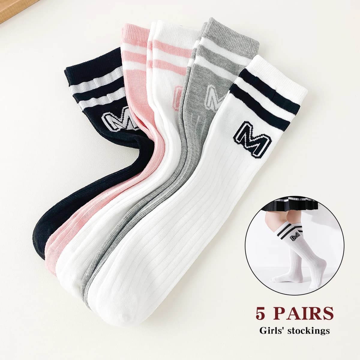 5 Pairs knee-high socks for kids Over Calf Kids Overknee Stockings Four season universal
