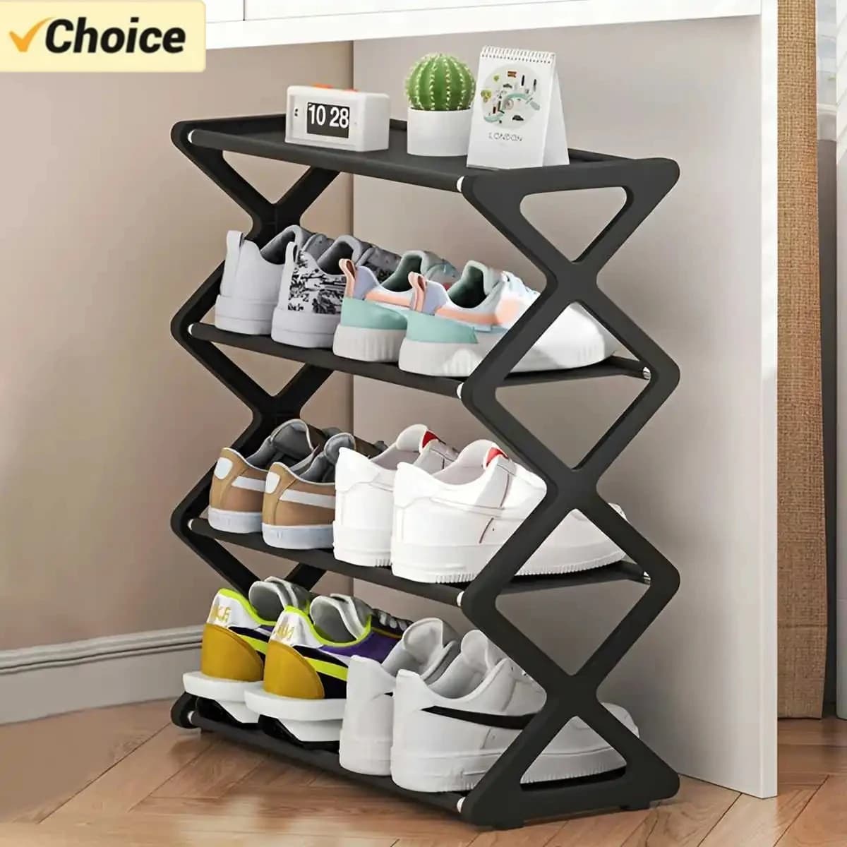 Shelves 4 Shelves Shelves in X-shaped, Multifunctional and Anti-dust for Bedrooms, Entrances and Corridors