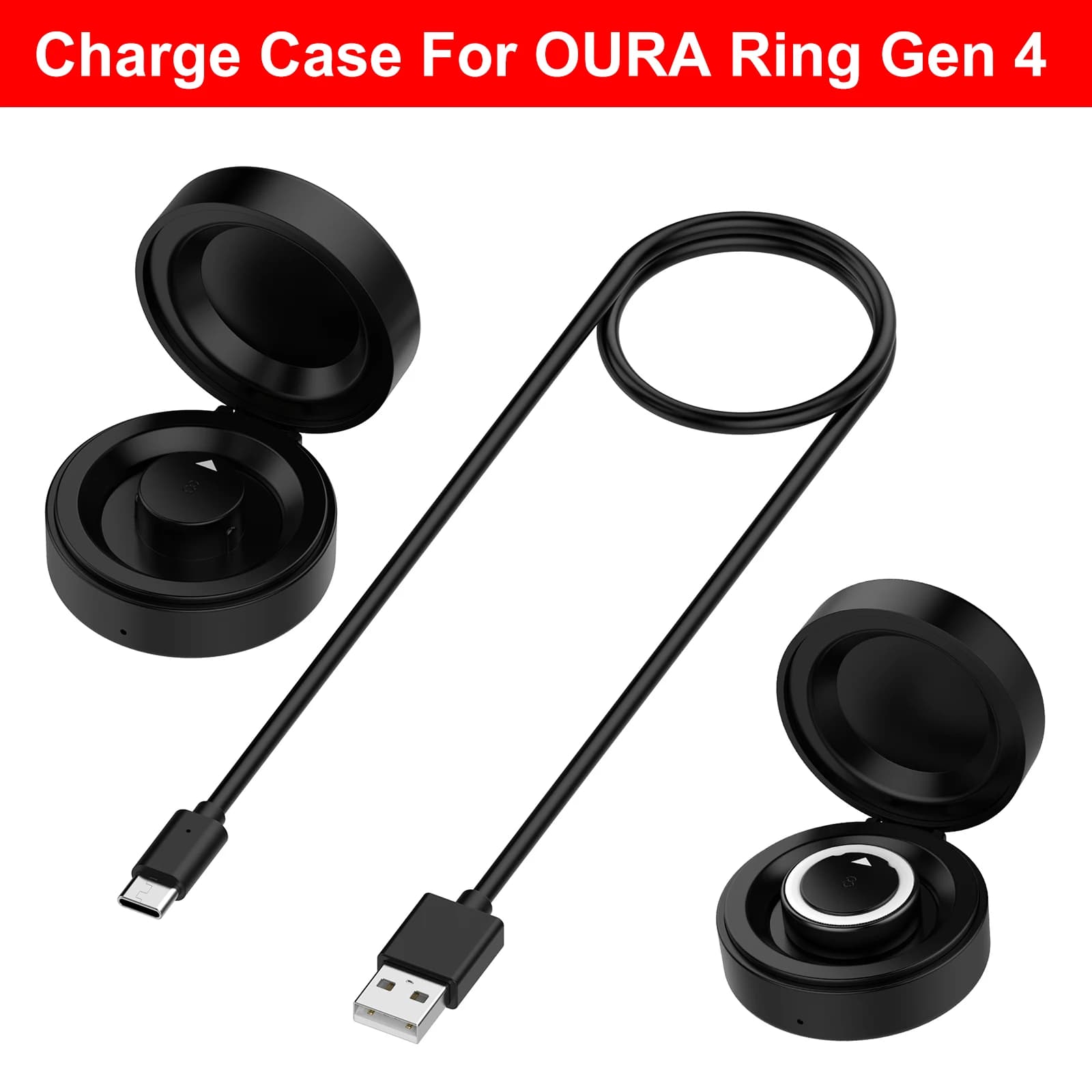 Compatible for Oura Ring Gen 4 Charger Station Portable Travel Charger Dock with USB-C Cable for Smart Ring