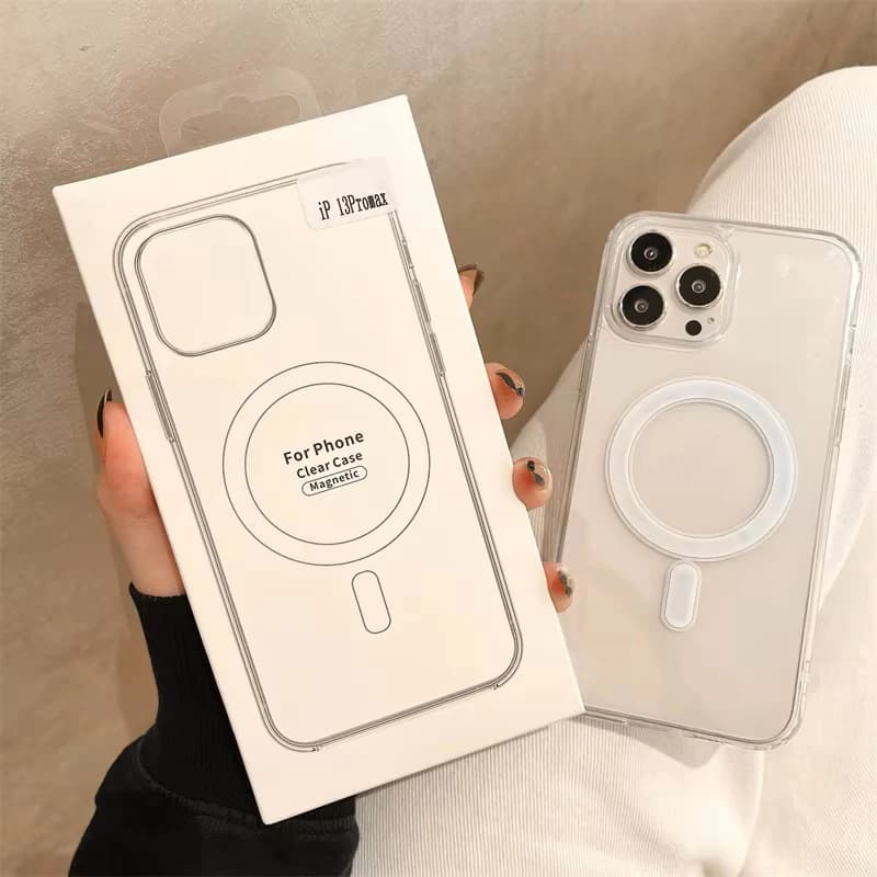 Transparent Original Cover with Magsafe Wireless Charging Animation for iPhone 16 15 14 13 12 11 Plus Mini Pro Max XS XR