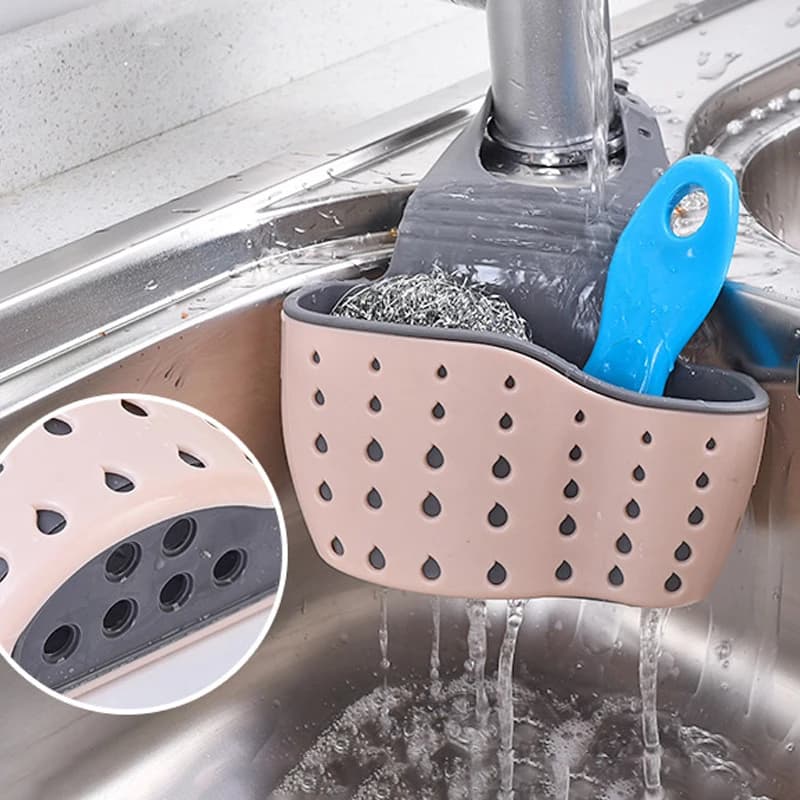 Portaoggetti da cucina regolabile per lavello, cestello sospeso per scarico, porta sapone e spugna, organizer per rubinetto bagno, accessori da cucina