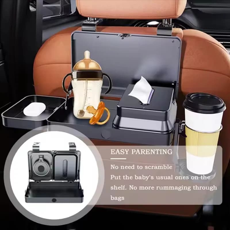 Firmamente Snack Organizer Tavolo automatico con portabicchieri Pattumiera Sedile posteriore per auto Organizzatore da tavolo Vassoio per alimenti Interni auto multifunzionali T