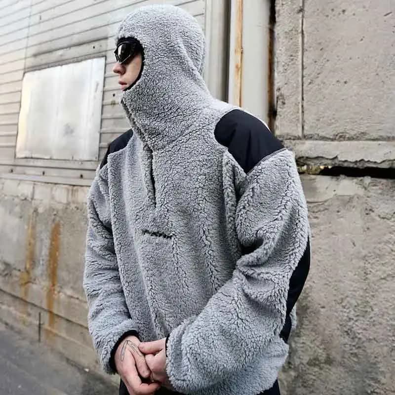 2025 European and American new hoodie Y2K fleece lambhair casual street trend men's and women's hooded pullover