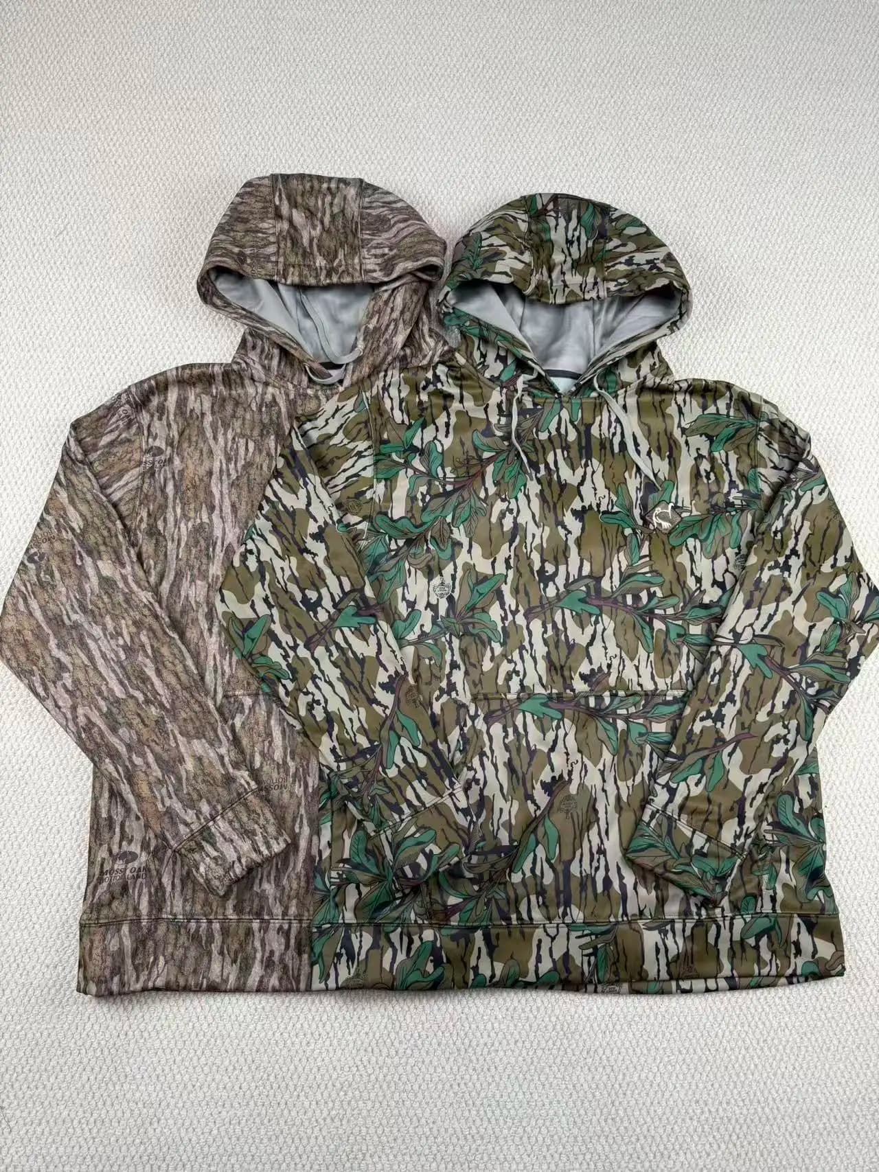 Men's Outdoor Windproof Waterproof Fleece-Lined Thin Hoodie Camouflage Sweatshirt Large Size Comfortable Breathable Casual