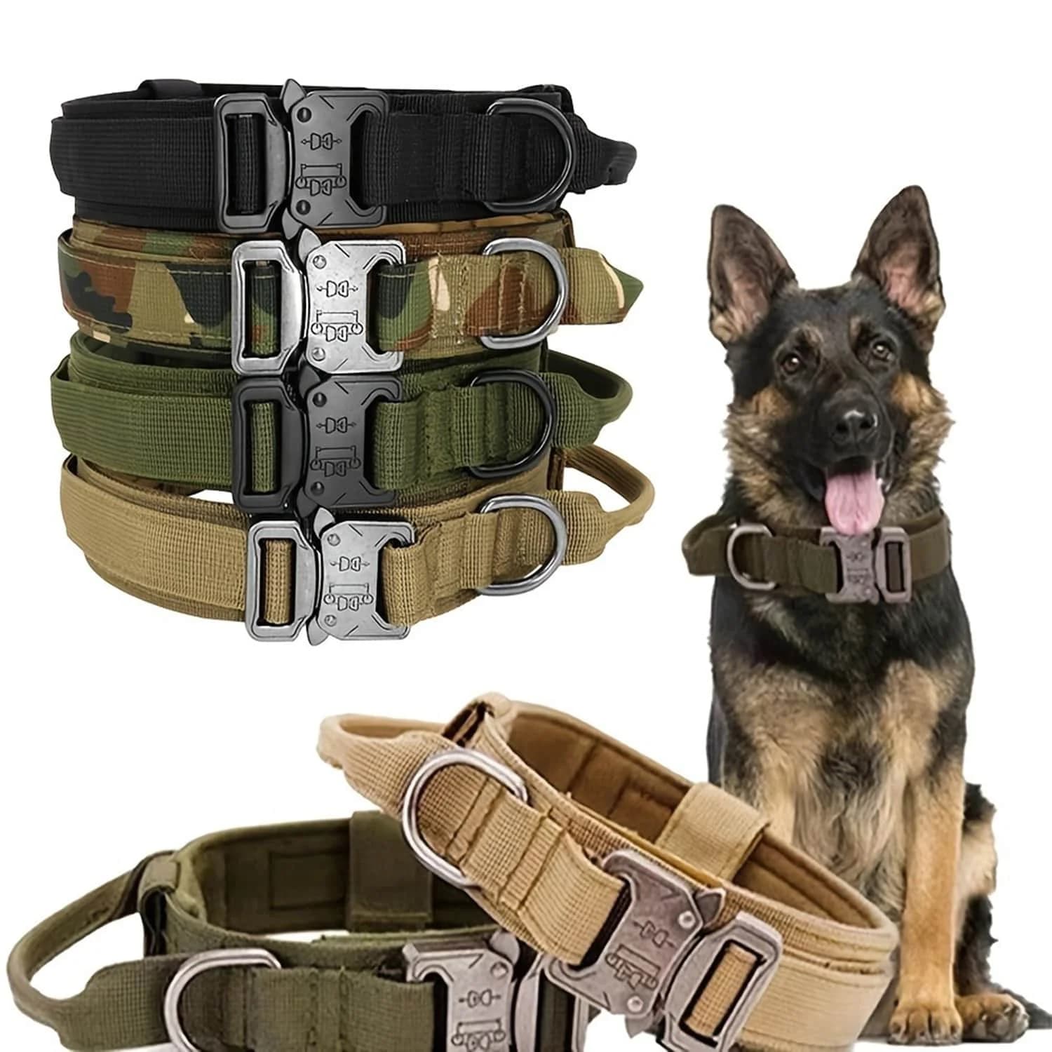 1pc Dog Tactical Collar With Handle, Outdoor Tactical Dog Leash Collar, Pet Training Tactical Dog Leash, Suitable For Medium & Large Dogs