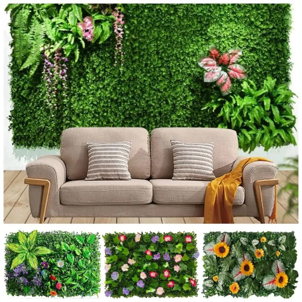 Artificial Plant Panel 60*40cm, Artificial Eucalyptus Carpet with UV Protection, Green Realistic Fin Grass