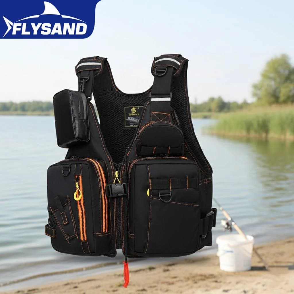 Giubbotto di Salvataggio Multifunzionale per la Pesca, Attrezzatura di Sicurezza per Uso Esterno con Tasche Multiple e Materiali Galleggianti