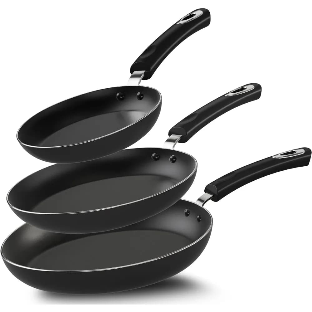 Set of induction non-stick frying pans 3 pieces 8 9,5 11 inch PFOA free