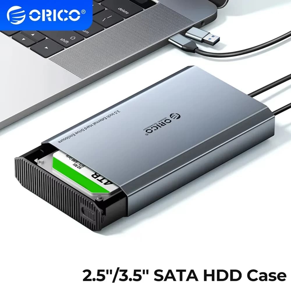 Custodia per HDD ORICO custodia per disco rigido da 3.5 "in alluminio USB3.1 Docking Station per HDD esterno di tipo C per dissipazione del calore per HDD da 2.5" 3.5"