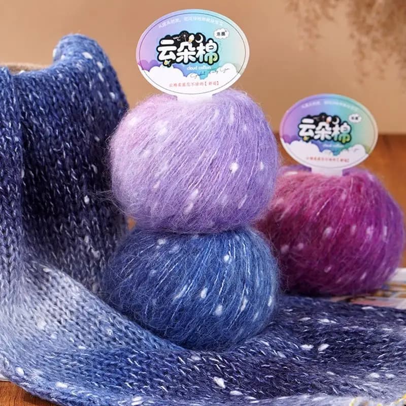 Set da 200g di Filato Mohair Sfumato Arcobaleno per Lavori a Maglia, Bambole, Borse, Maglioni, Sciarpe, Decorazioni Fai-da-Te, Filo Caldo