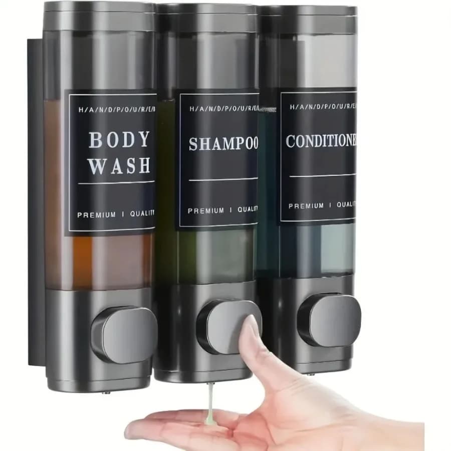 Wall Mounted Triple Shampoo Conditioner Soap Dispenser Set 300ml ABS Material Shower Gel Dispenser No Drilling for Bathroom Home