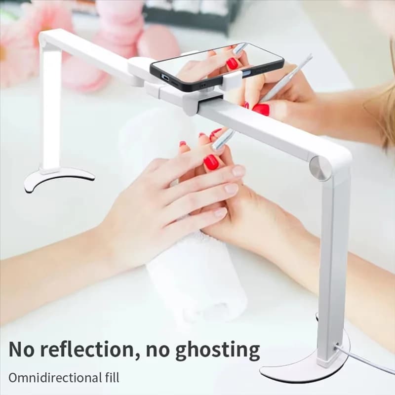 AB66-Large Nail Tech Light Folding desk nail lamp with telephone support, half-light led light for eyelashes, make-up, Sp