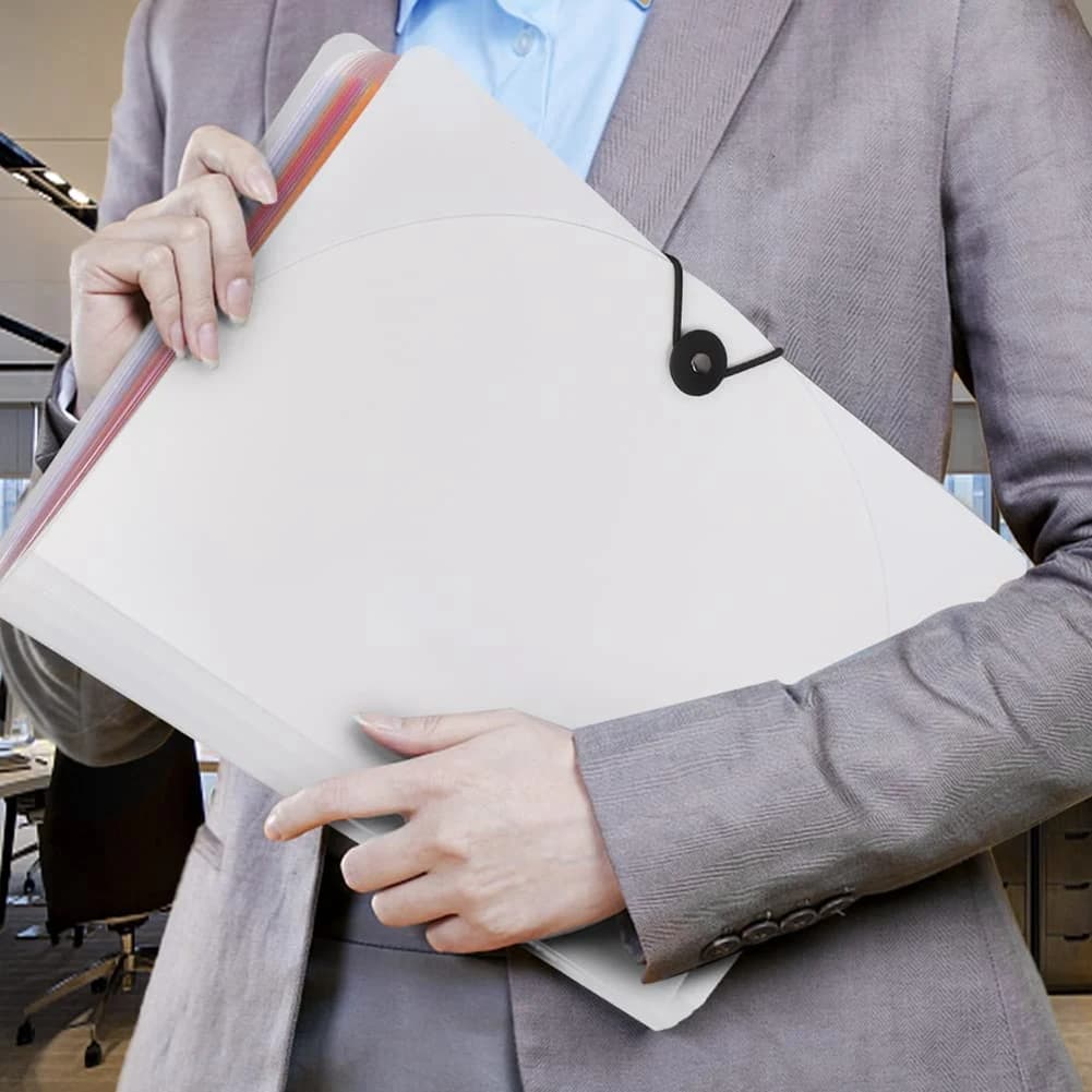 Cartelle di file Cartella di file portatile espandibile a 12 tasche Organizzatore di documenti di file per fisarmonica A4 per la scuola di ufficio a casa-ABIU