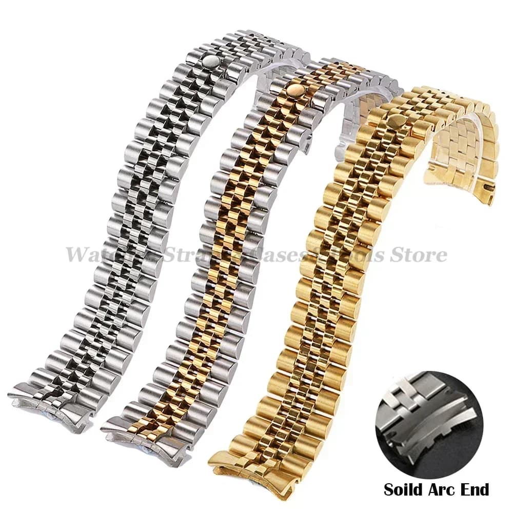 Cinturino in acciaio inossidabile ad arco solido per braccialetto giubileo 13mm 17mm 20mm 21mm per cinturino per orologio di lusso Rolex uomo donna braccialetti