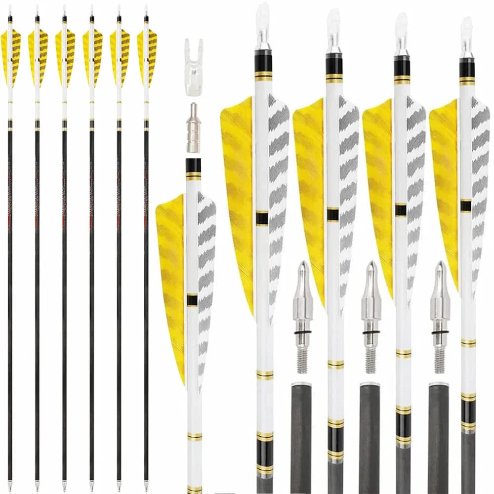 6/12pcs Tiro con l'arco Freccia in carbonio puro SP250-600 ID6.2mm Freccia per tiro con l'arco all'aperto Arco Caccia Tiro Accessori per l'allenamento