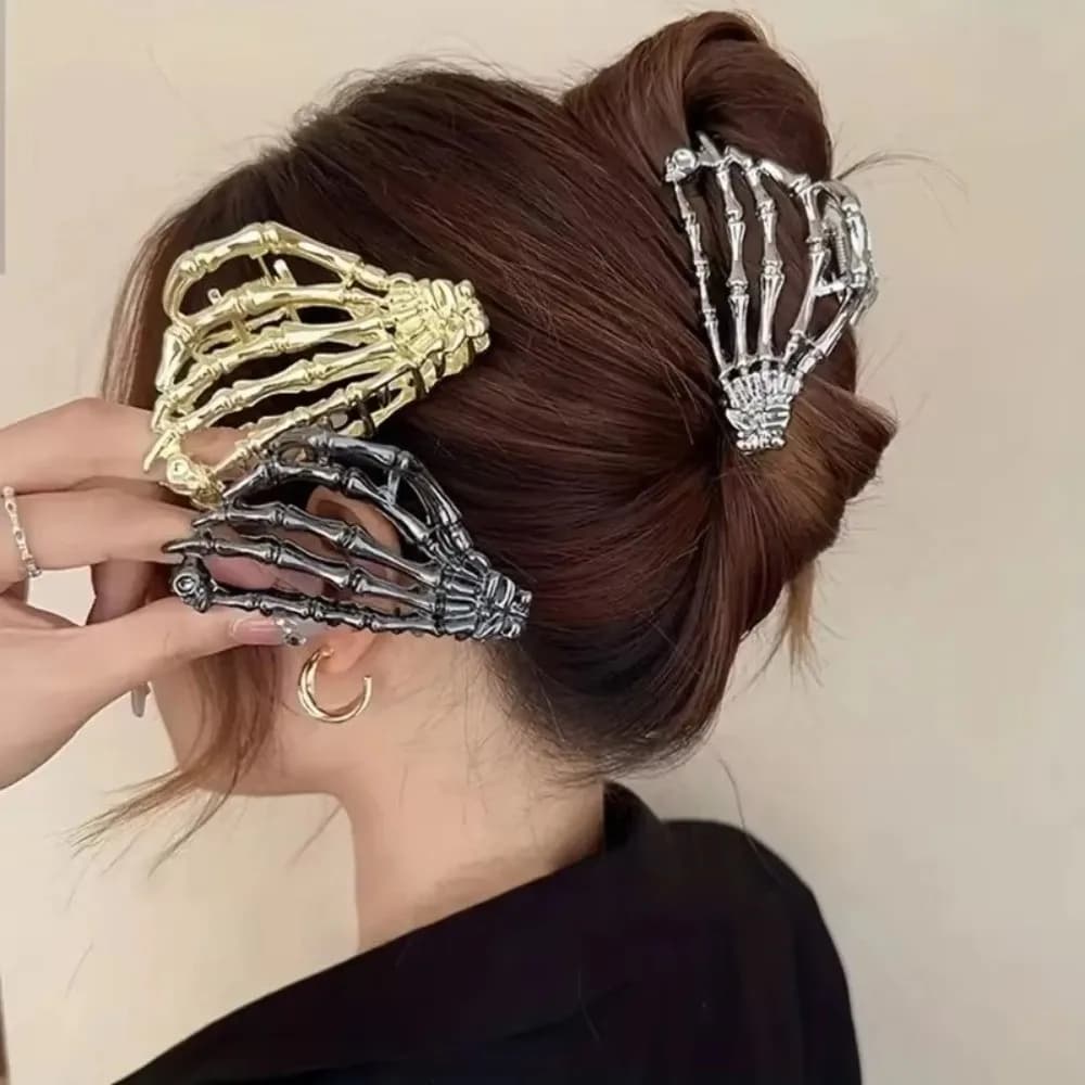 Fermaglio per capelli a forma di mano scheletrica di Halloween, fermaglio decorativo a forma di mano di teschio per un'aria sicura, accessorio per capelli per uso quotidiano