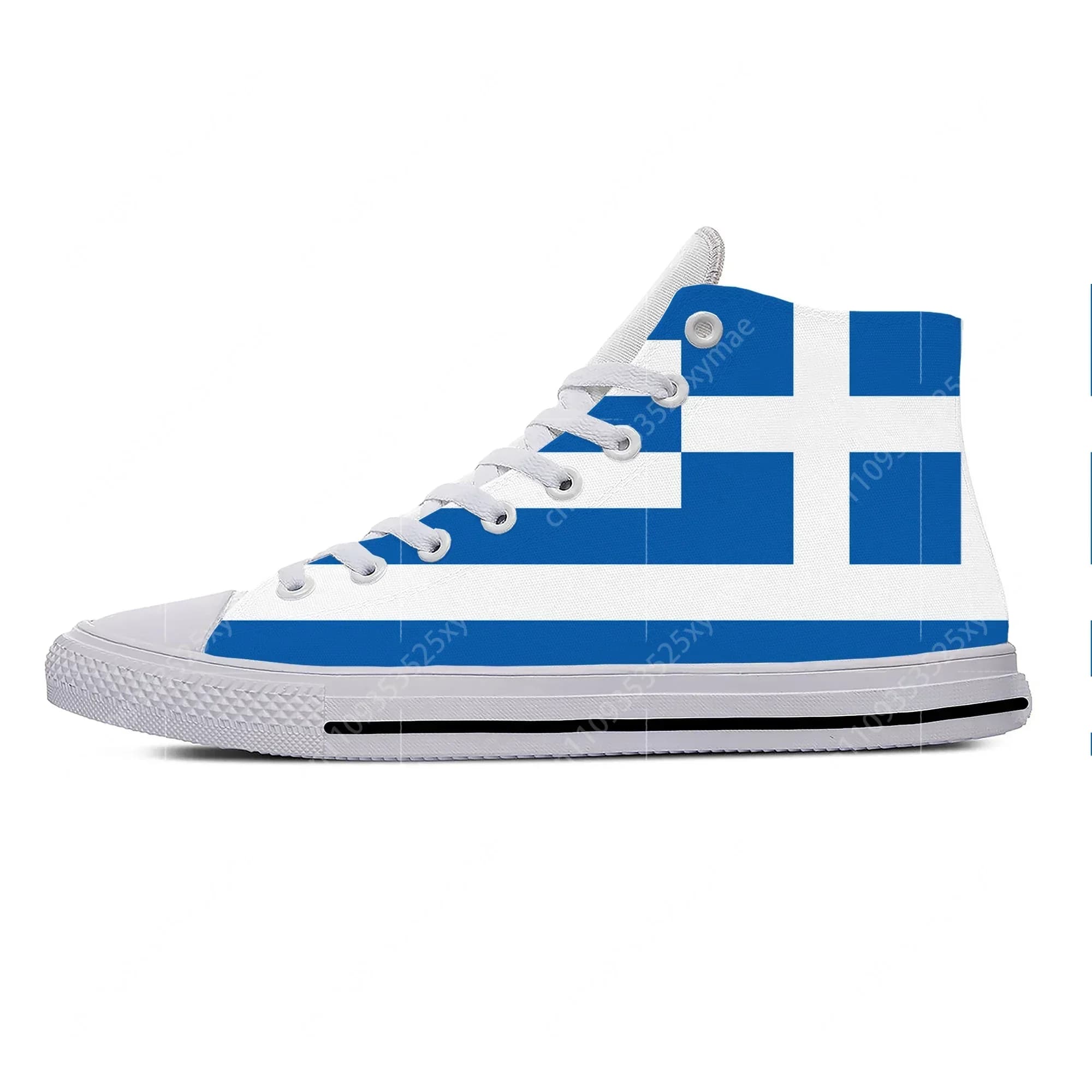 Greece Flag High Top Sneakers Mens Womens Teenager Casual Shoes Canvas Running Shoes 3D Printed Breathable Lightweight shoe