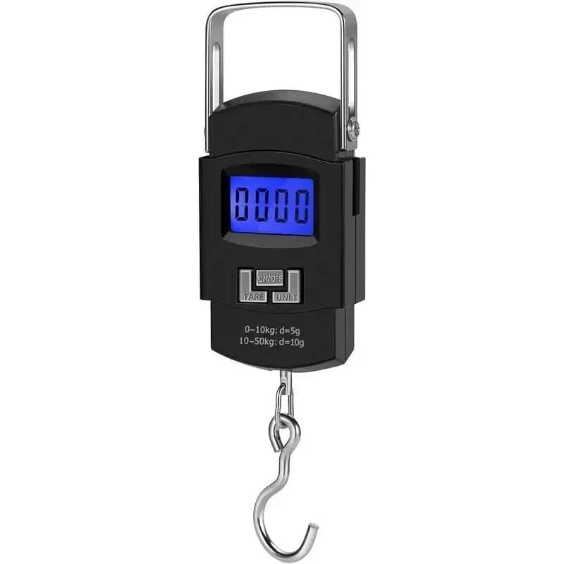 Bilancia Elettronica Portatile 50kg con Gancio, Display LCD Digitale, Mini Bilancia per Pesca e Bagagli, Accessori da Pesca
