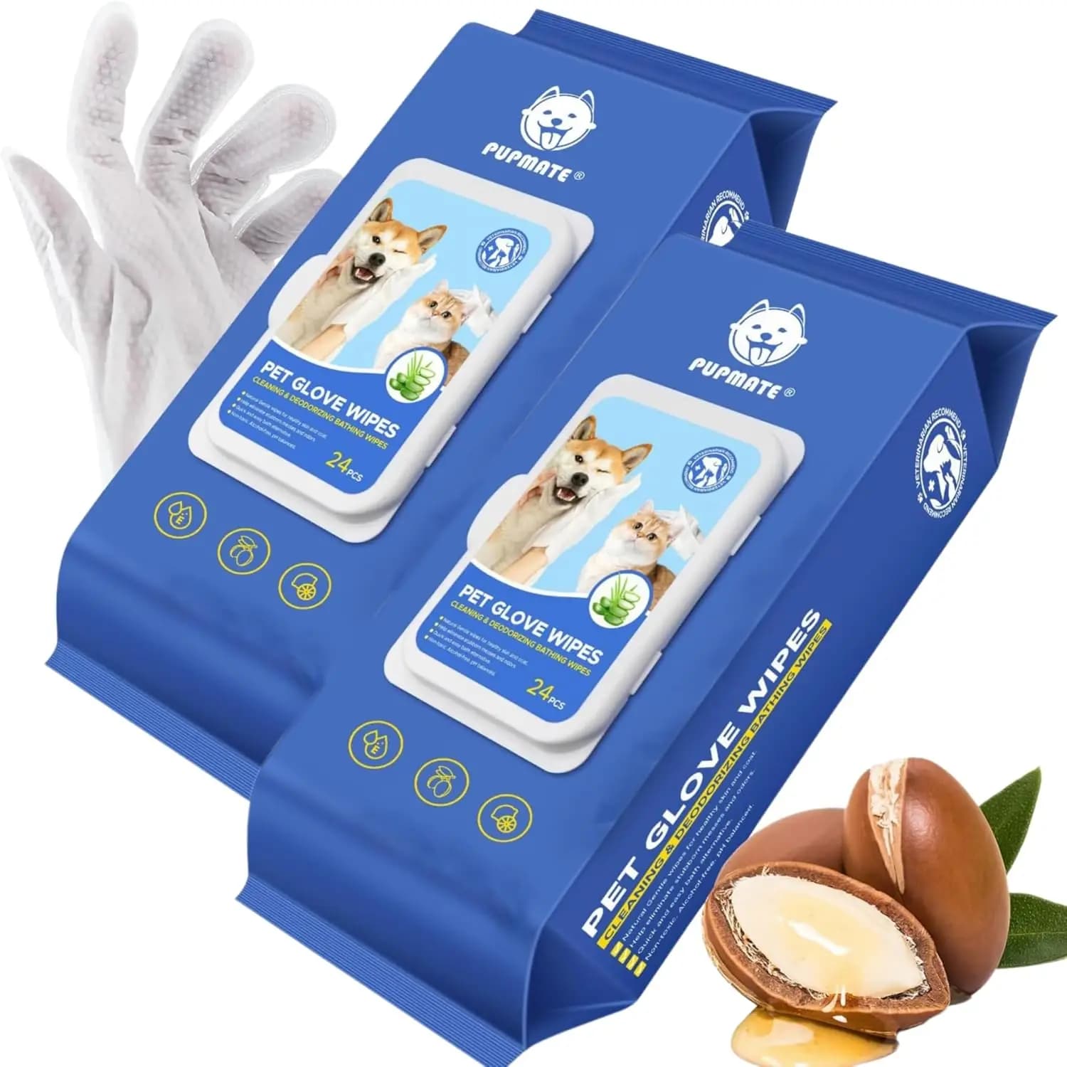 Guanti ipoallergenici per la pulizia degli animali domestici, per cani e gatti, salviette monouso extra spesse per la toelettatura, deodoranti senza risciacquo, 48 pezzi