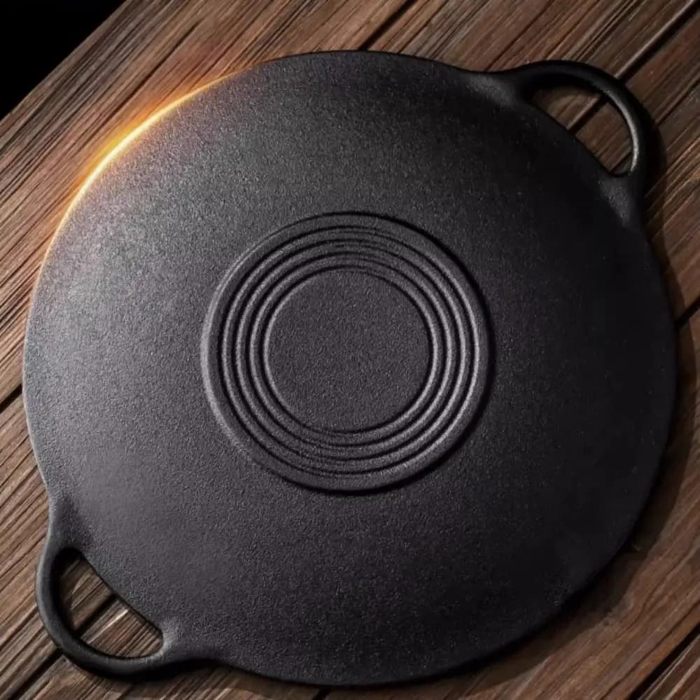 Practical Korean style barbecue pan Non-stick cast iron grill plate without cladding with handle Outdoor barbecue pan