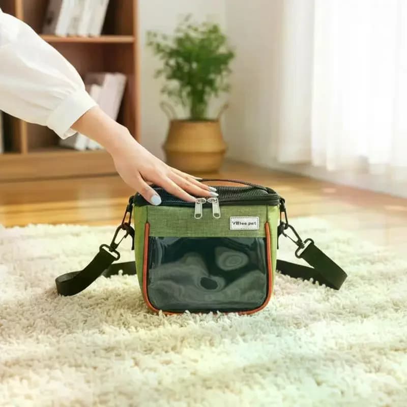 1Pcs Small Pet Travel Carrier Bag Breathable Mesh Top Clear Window Hamster Squirrel Parrot Outdoor Crossbody Pouch
