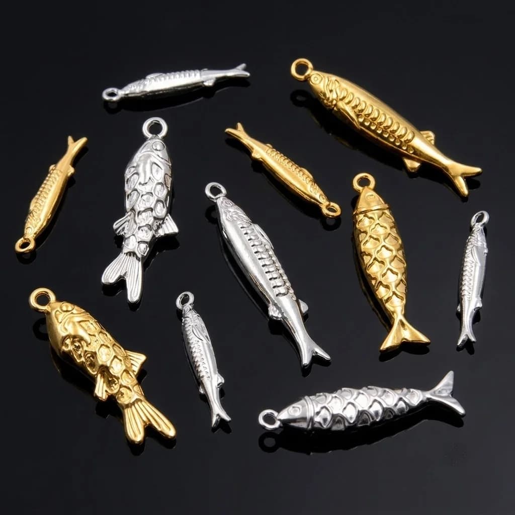 3Pcs Stainless SteelShark Conch Octopus Ocean Style Fish Charms Pendant for DIY Necklace Bracelet Jewelry Making Accessorie Gift