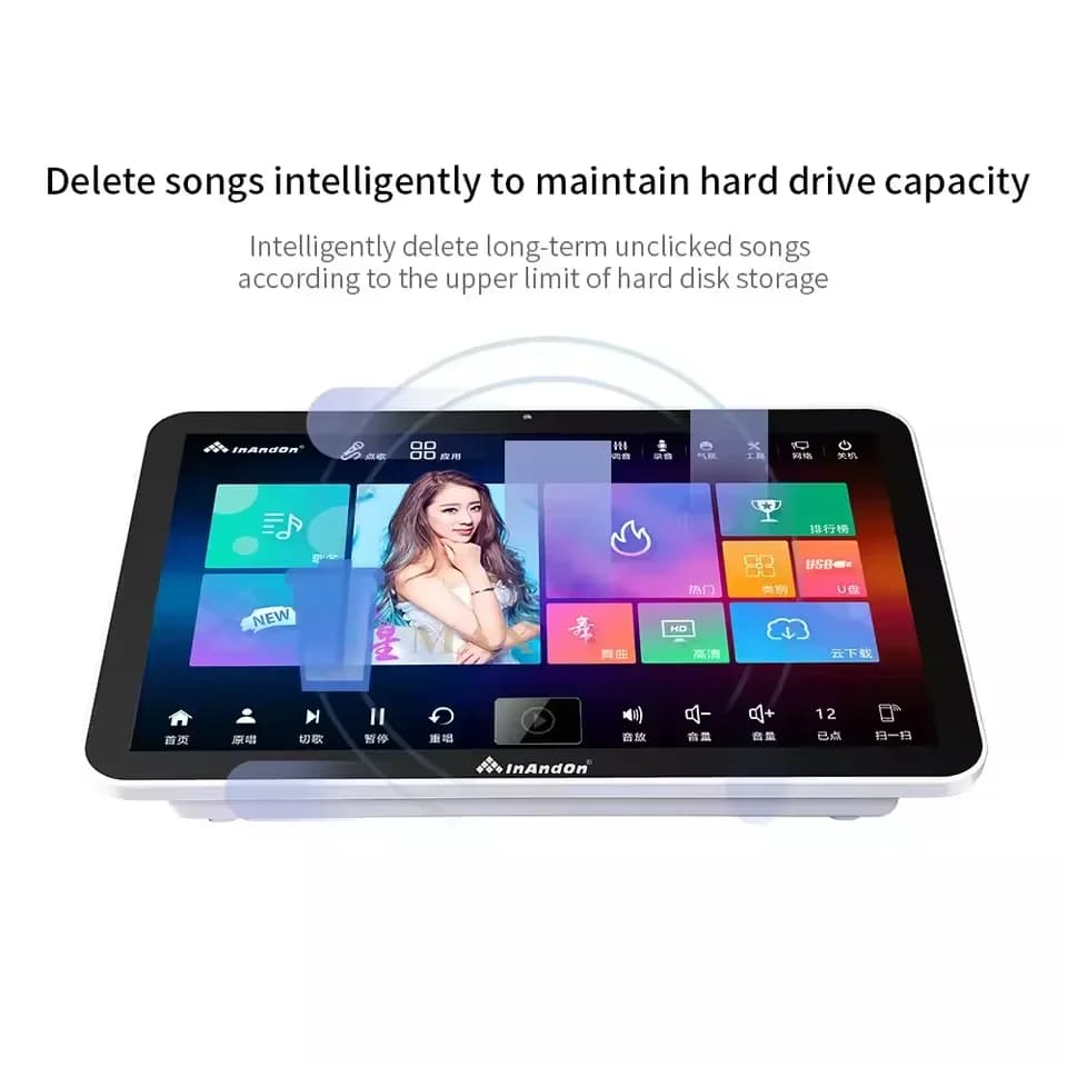 InAndOn 18.5" Karaoke Machine Set 4TB HDD Five In One KTV Player Machine With Wireless Microphone Professional Karaoke Set