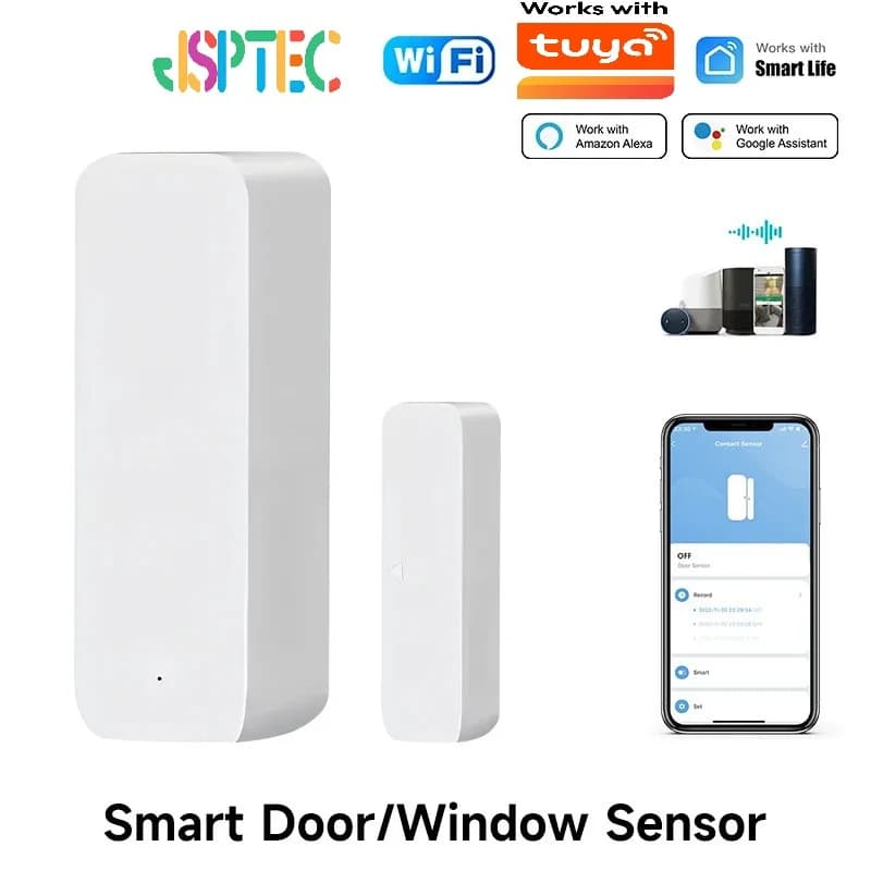 Tuya WiFi Smart Door Sensor Rilevatori di porte aperte e chiuse Sistema di allarme di protezione di sicurezza domestica intelligente Controllo APP Smart Life